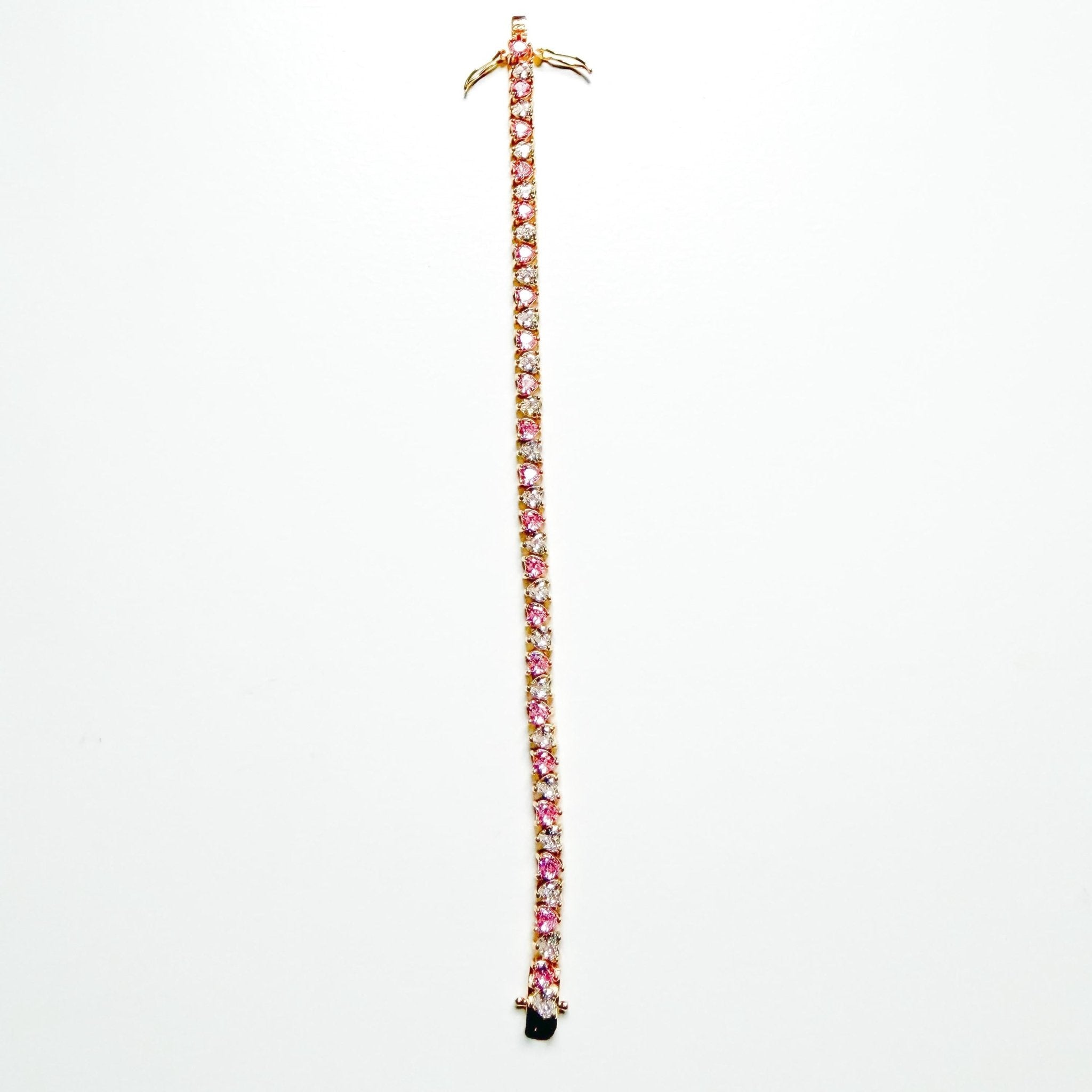 Pink and white heart tennis bracelet - Séfan Jewelry