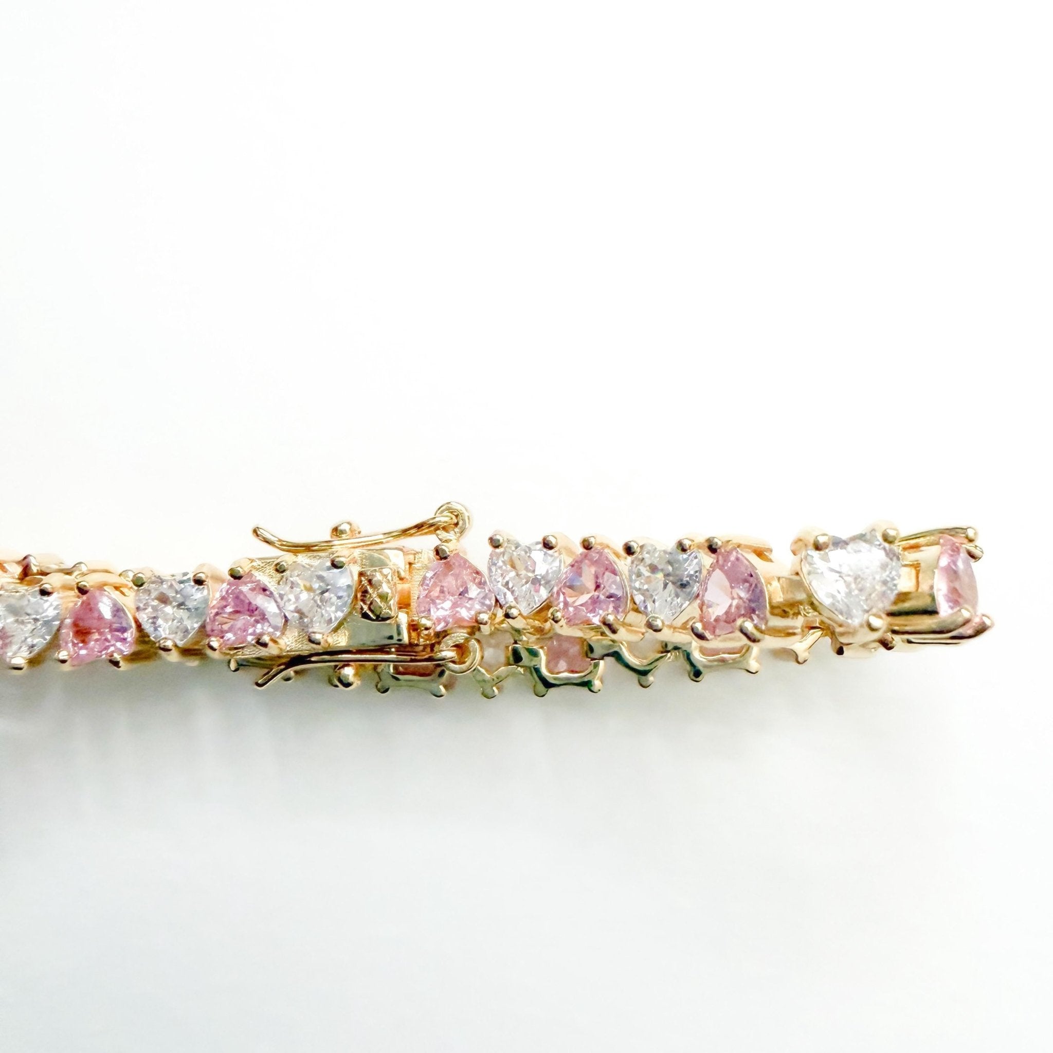 Pink and white heart tennis bracelet - Séfan Jewelry