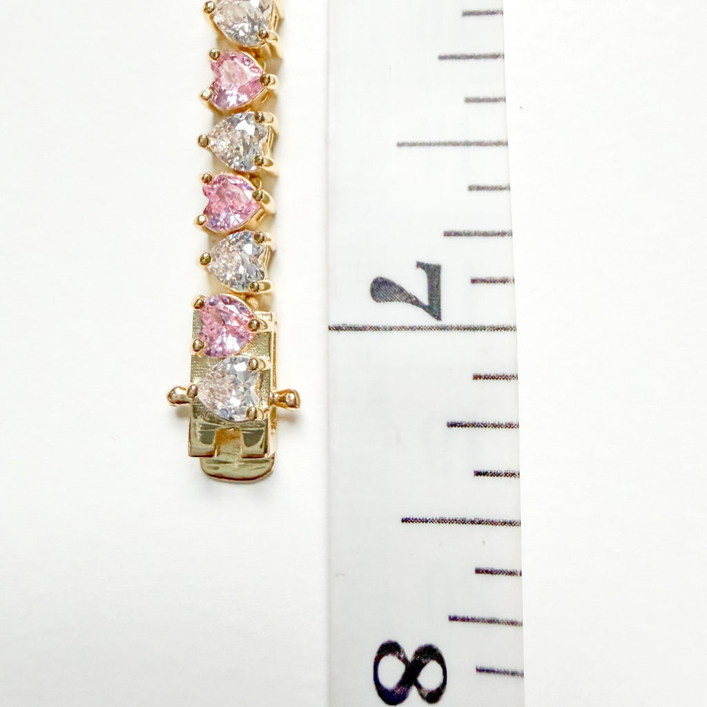 Pink and white heart tennis bracelet - Séfan Jewelry