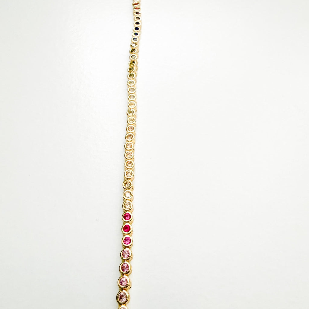 Round bezel multicolor tennis bracelet - Séfan Jewelry