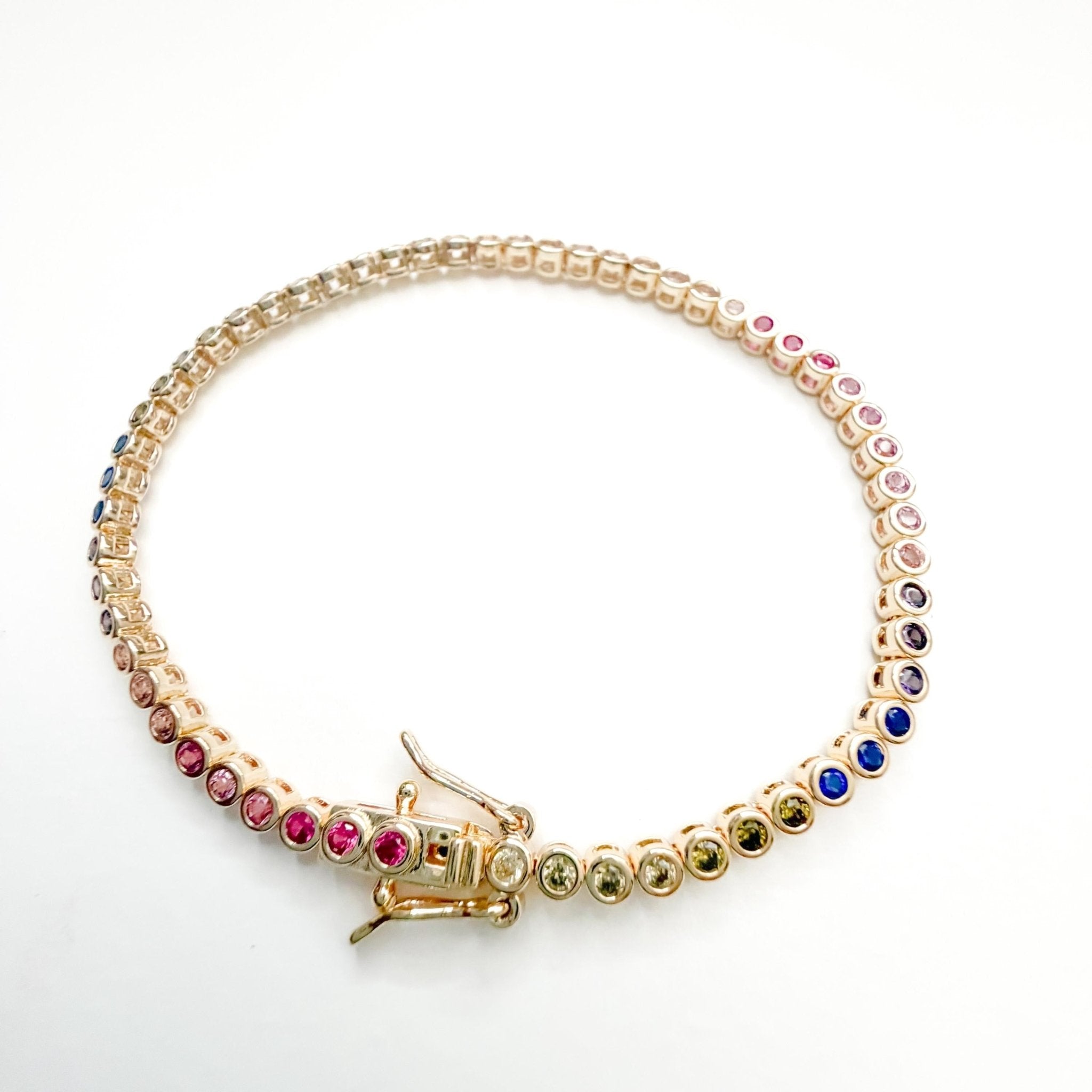 Round bezel multicolor tennis bracelet - Séfan Jewelry