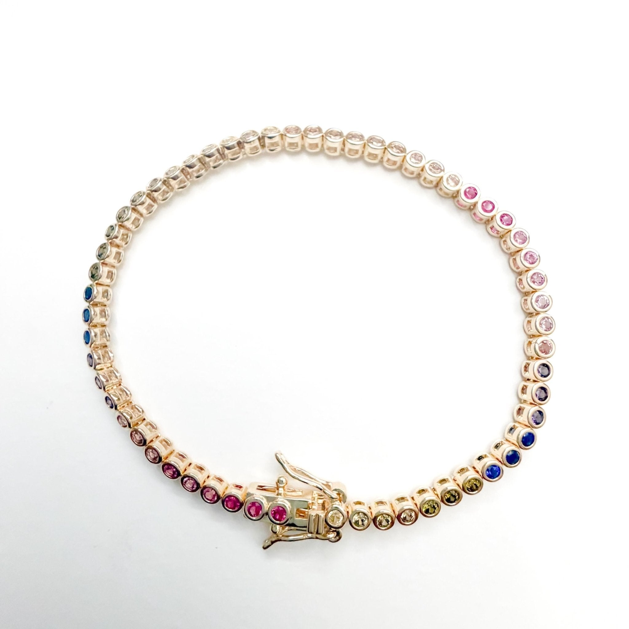 Round bezel multicolor tennis bracelet - Séfan Jewelry