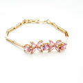 14k Gold Plated Pink Flower CZ Bracelet, Gift Ready for Jewelry Accessory Enthusiasts - Séfan Jewelry