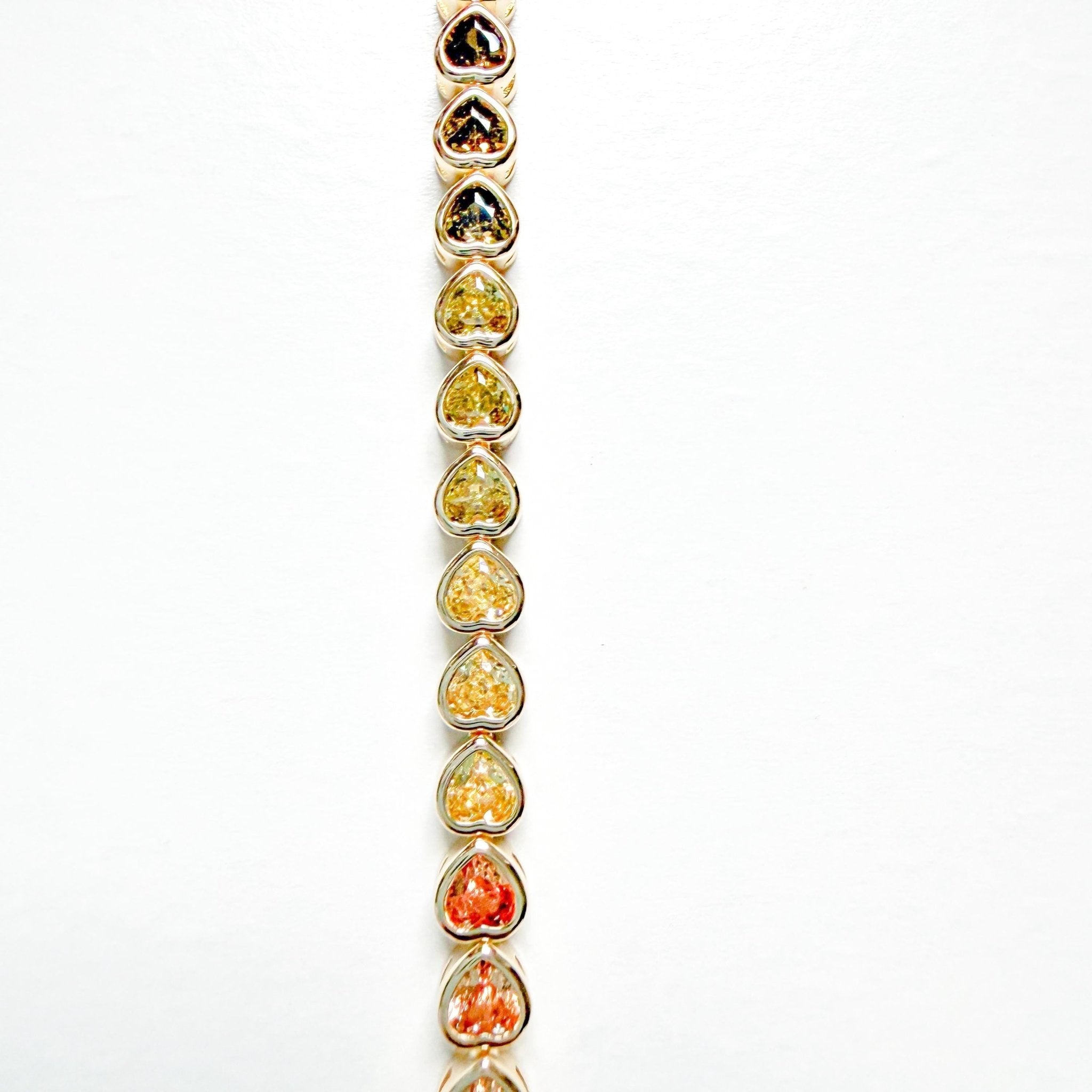 14k Gold Plated Tennis Bracelet Multicolor Heart AAA CZ Prong Set 7in - Séfan Jewelry
