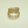Mixed Cut CZ Inside-Out Hoop Earrings Gold — pair stacked front face view