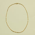 Bar & Bead Chain Necklace 14K Gold — full necklace flat lay