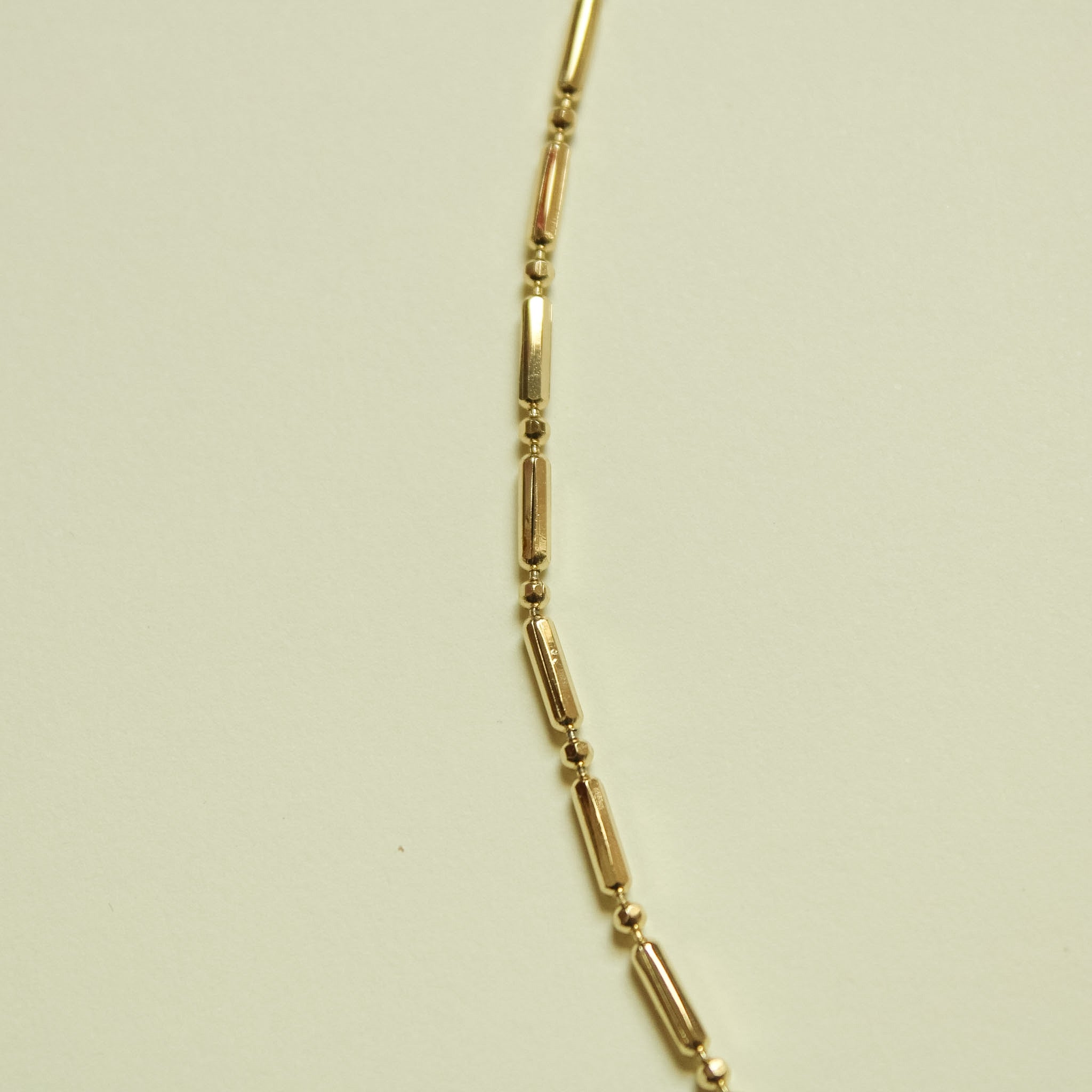 Bar & Bead Chain Necklace 14K Gold — side chain link close-up