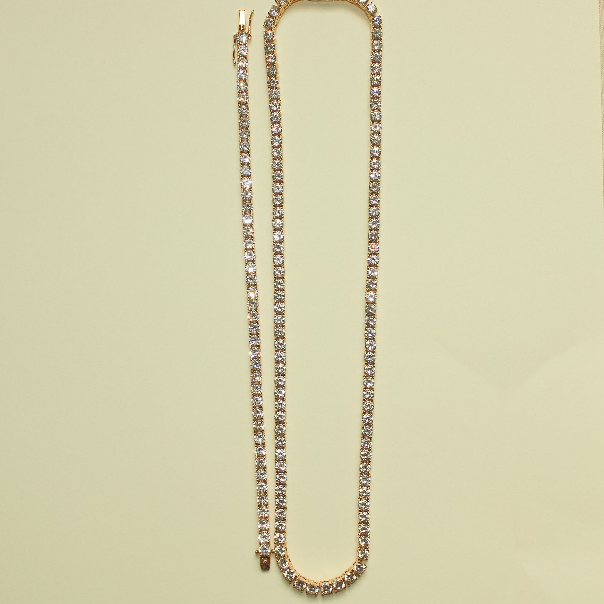 Classic CZ Tennis Jewelry Set 18K Rose Gold — full set flat lay overhead