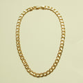 Chunky Cuban Link Chain Necklace 14K Gold — full necklace flat lay