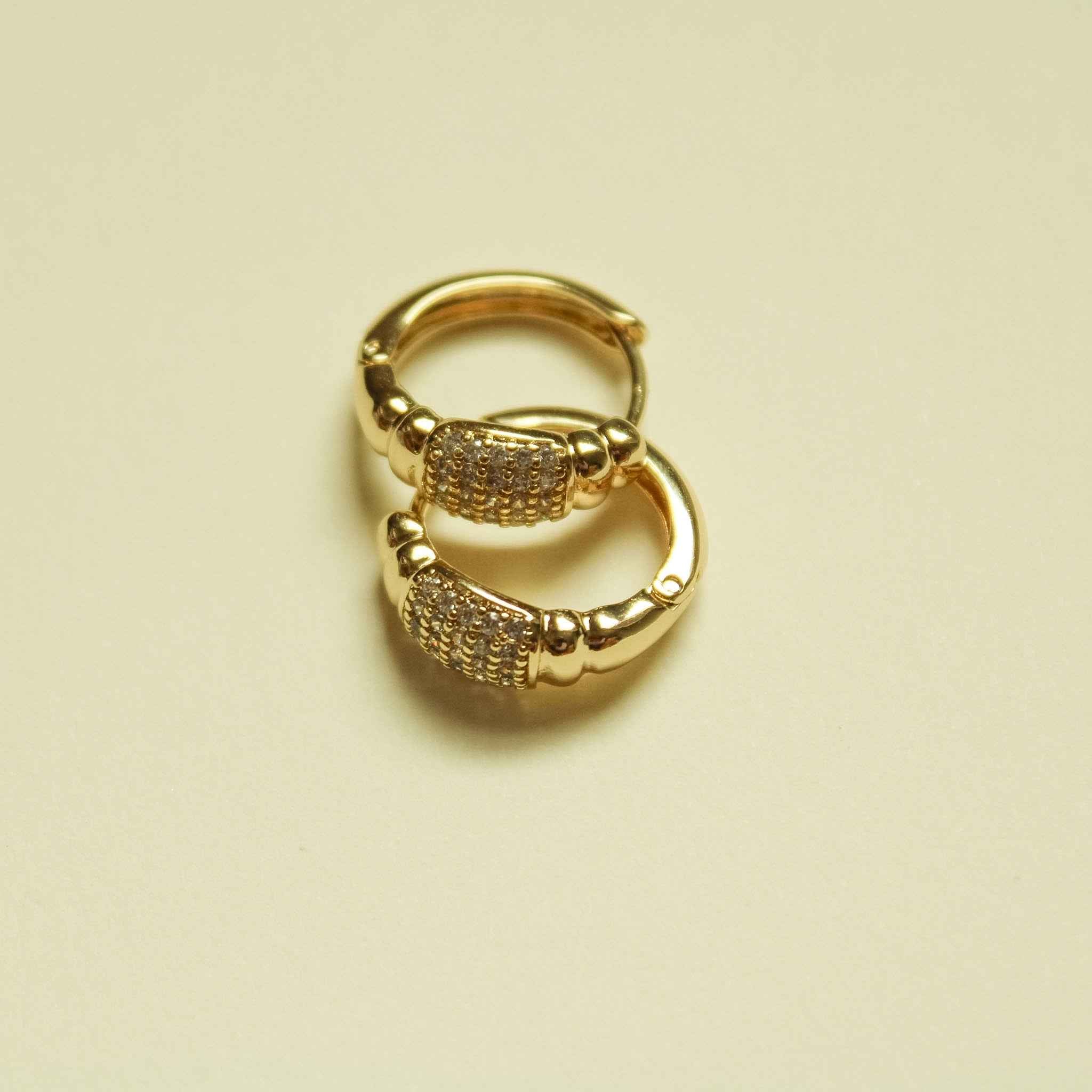 CZ Bottle Charm & Huggie Earring Set — 14K Gold Plated