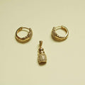 CZ Bottle Charm & Huggie Earring Set — 14K Gold Plated