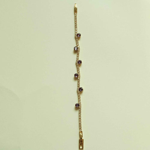 Amethyst CZ Station Tennis Bracelet — 14K Gold Plated