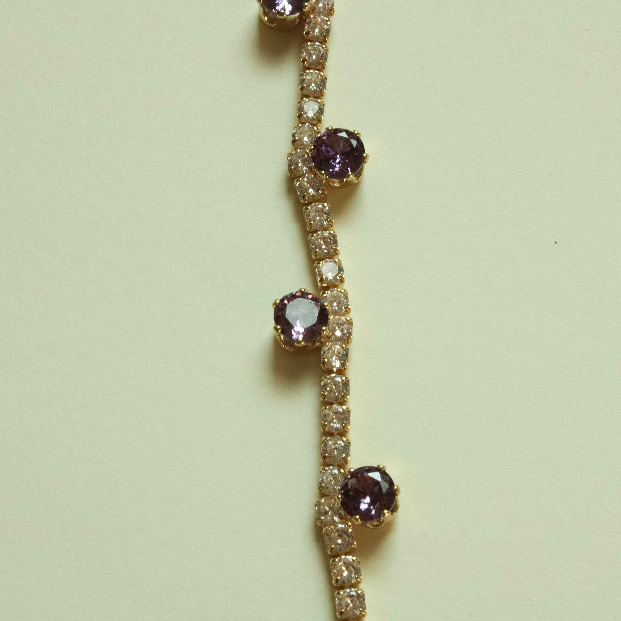 Amethyst CZ Station Tennis Bracelet — 14K Gold Plated