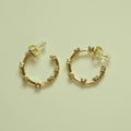 Round CZ Station Open Hoop Earrings — 14K Gold