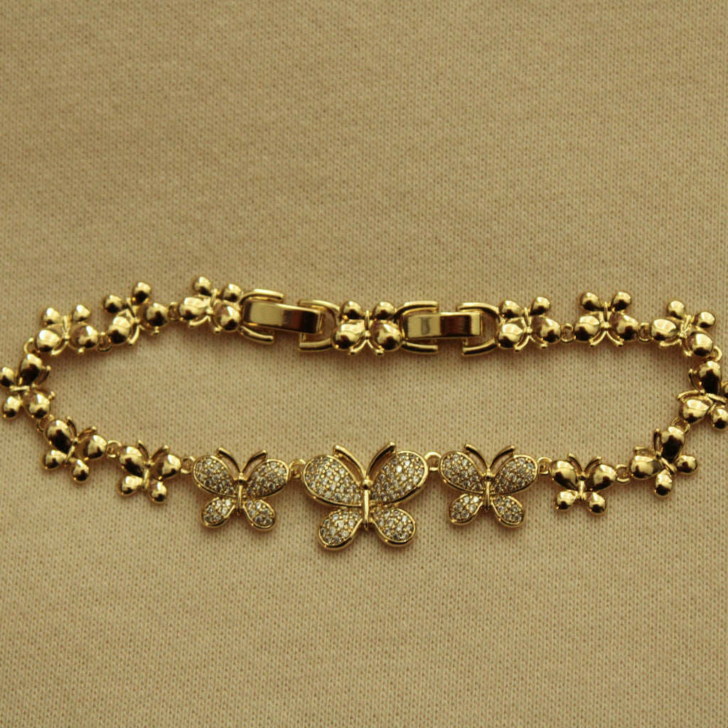 Pave Butterfly Gold Set — Necklace & Bracelet