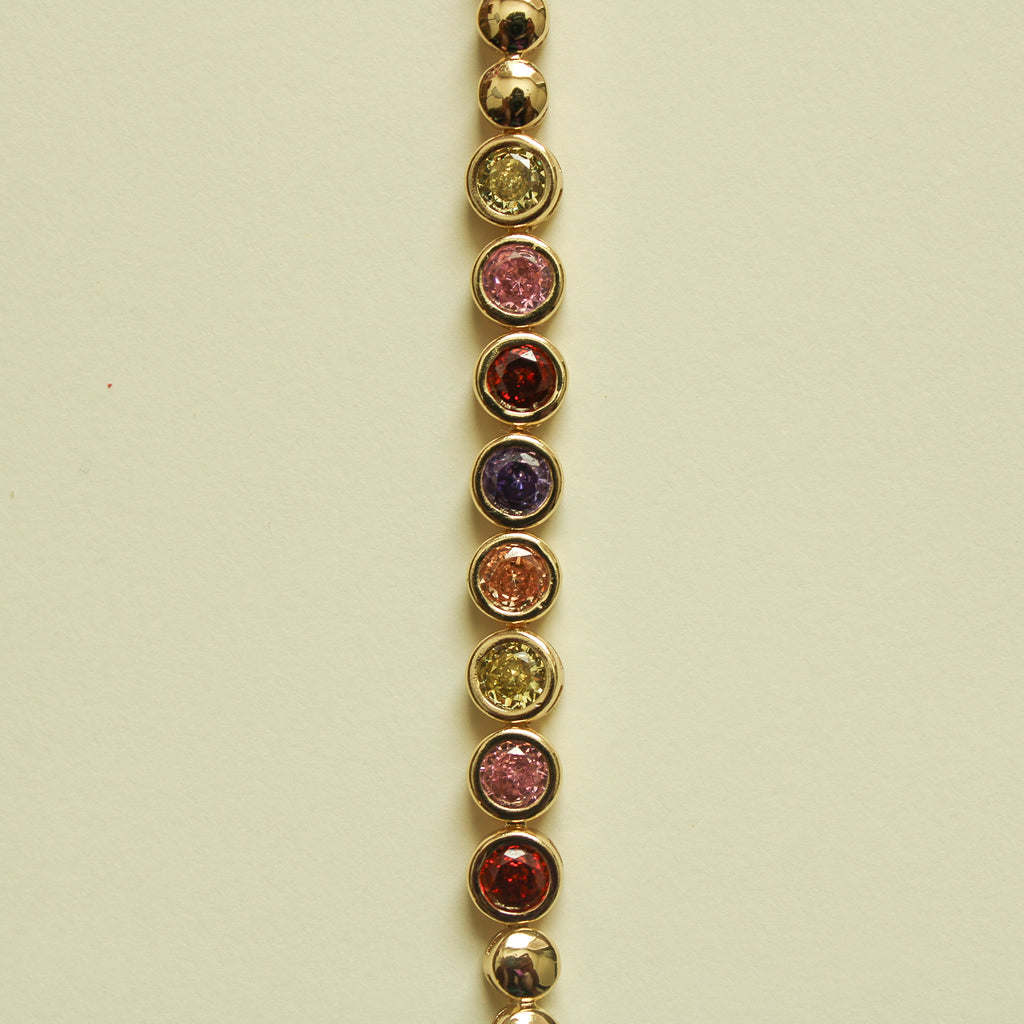 Multicolor CZ Bezel Tennis Bracelet