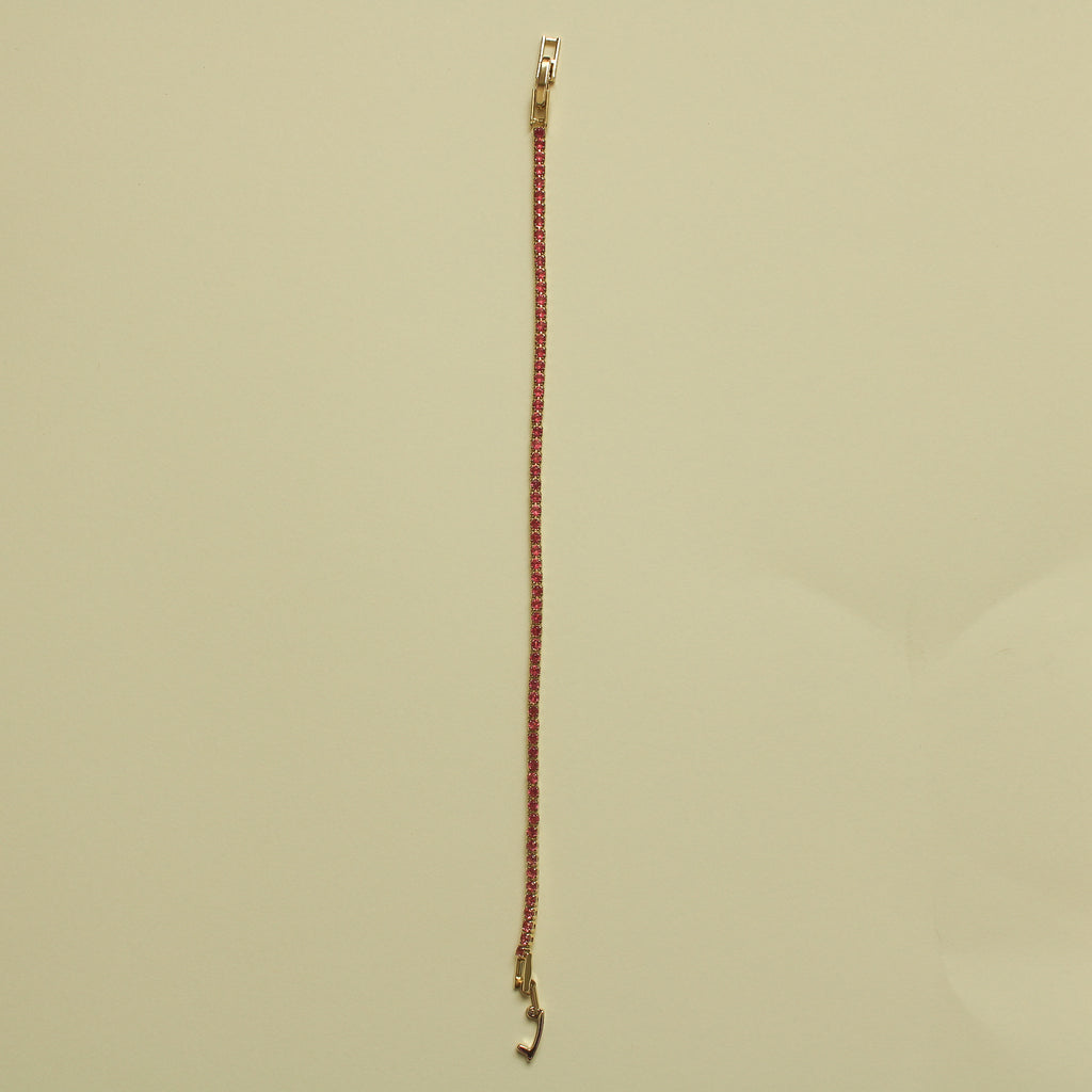 Pink CZ Tennis Bracelet — Gold