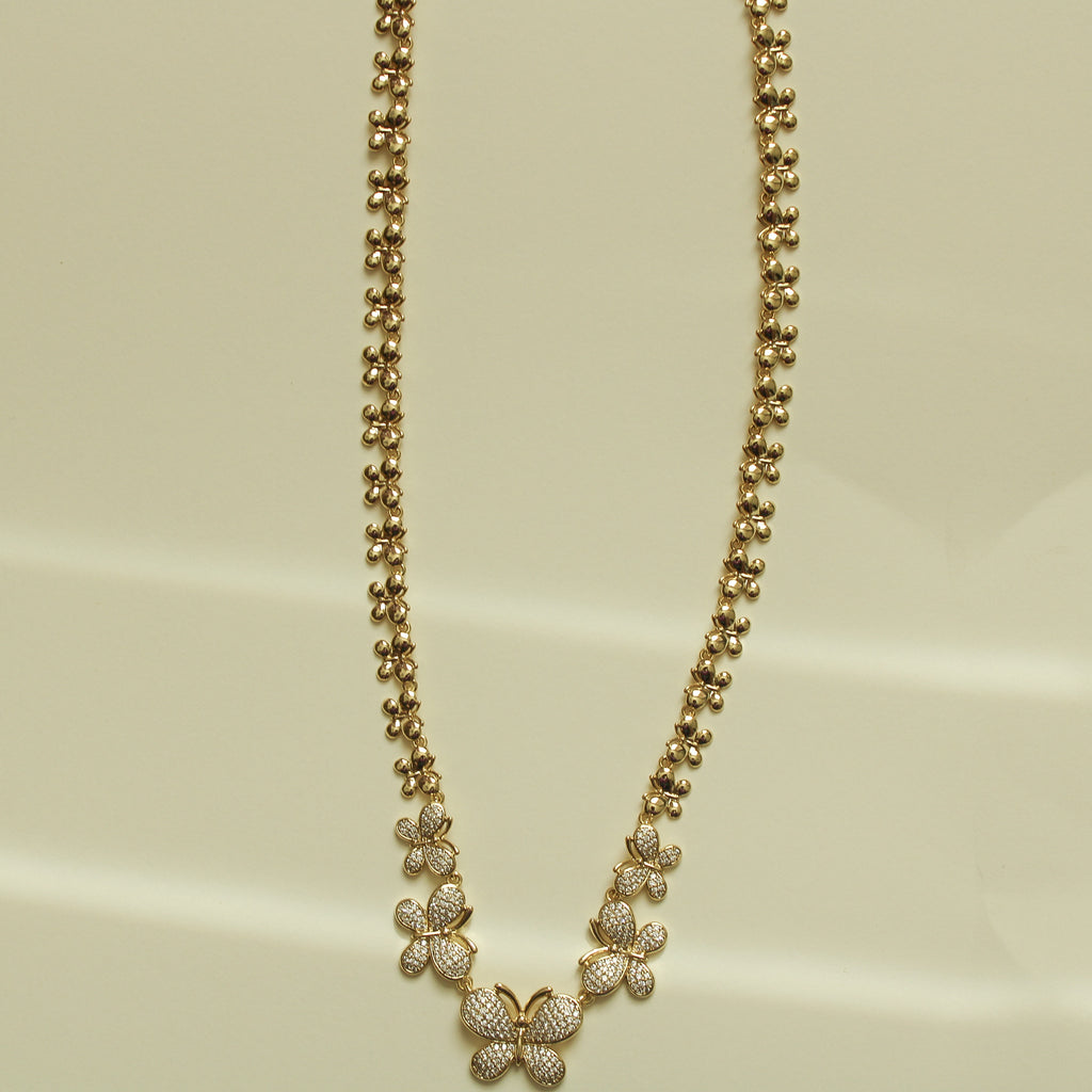 Pave Butterfly Gold Set — Necklace & Bracelet