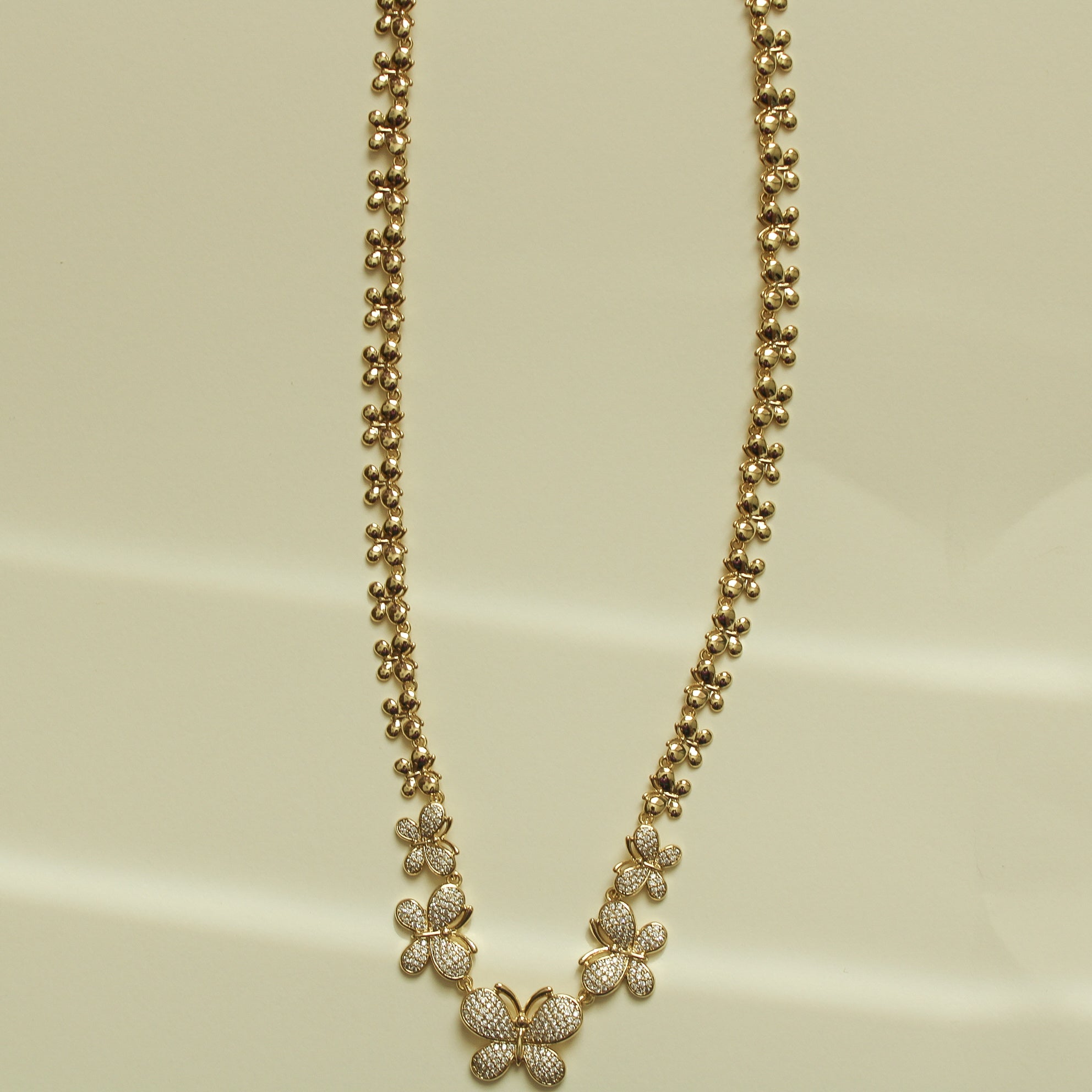 Pave Butterfly Gold Set — Necklace & Bracelet