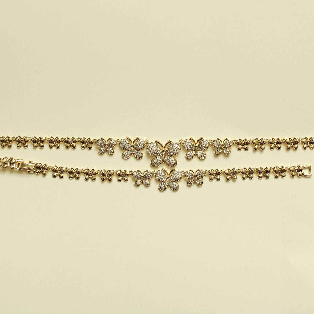 Pave Butterfly Gold Set — Necklace & Bracelet