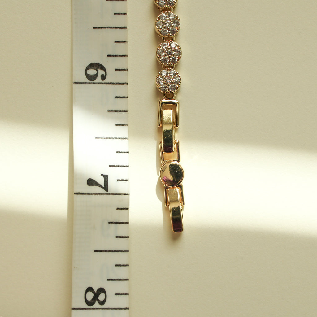 Half Pavé Half Gold Disc Tennis Bracelet