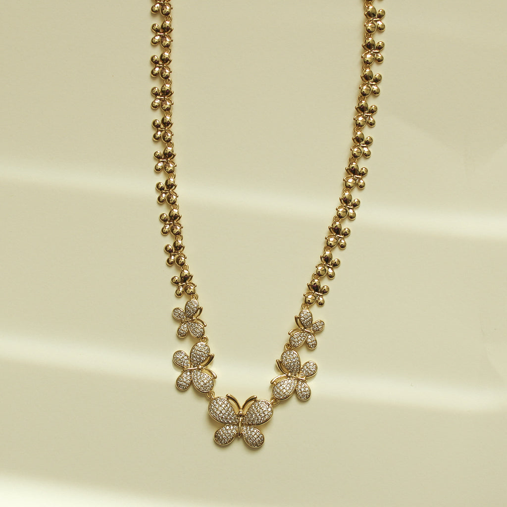 Pave Butterfly Gold Set — Necklace & Bracelet
