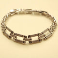 Open Rectangle Pavé CZ Bracelet — Silver