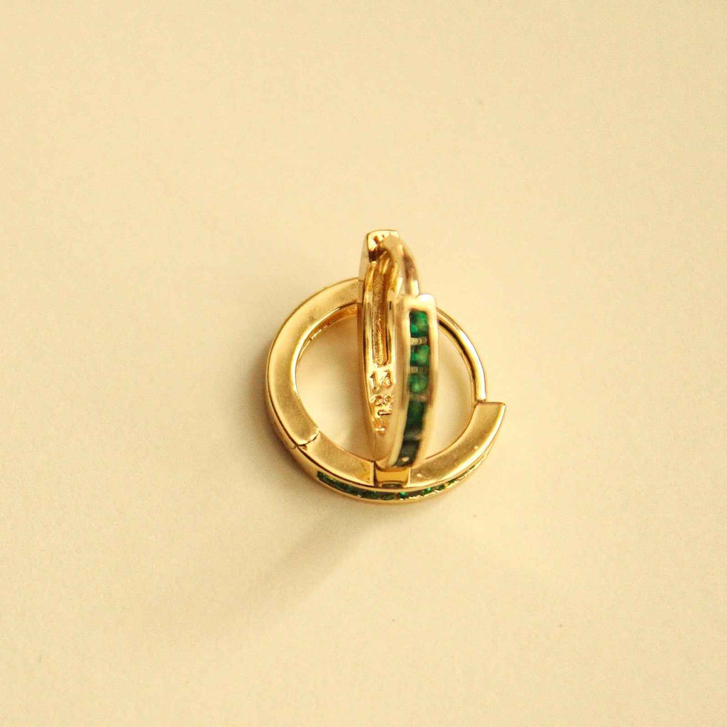 Emerald Green CZ Mini Huggie Hoops