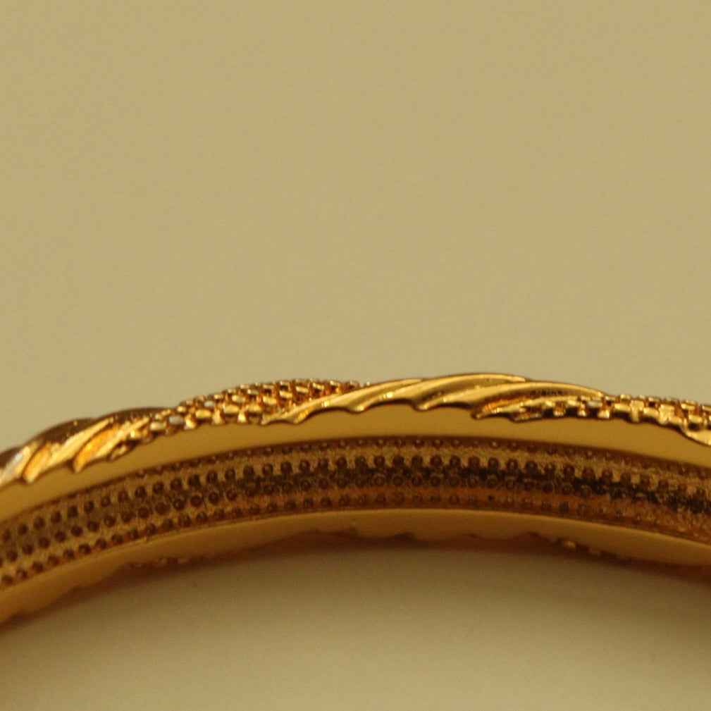 Twisted CZ Pavé Bangle — 22K Gold