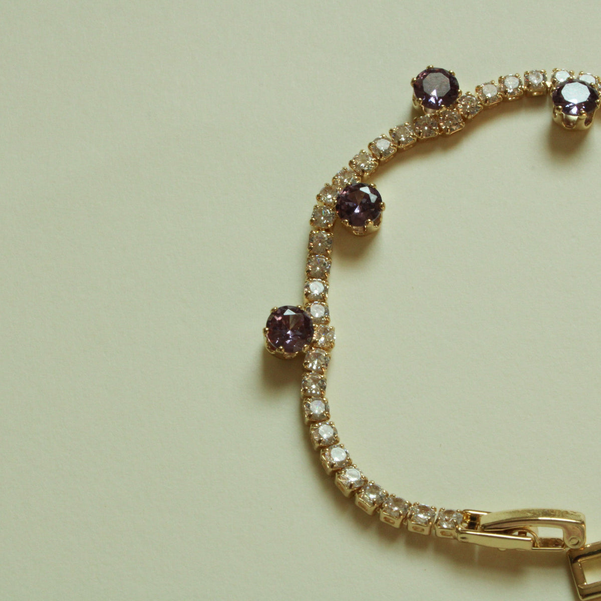 Amethyst CZ Station Tennis Bracelet — 14K Gold Plated - Séfan Jewelry