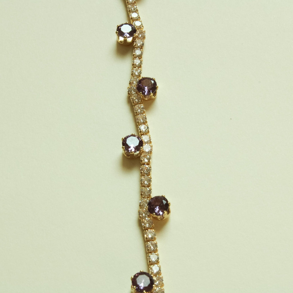 Amethyst CZ Station Tennis Bracelet — 14K Gold Plated - Séfan Jewelry