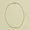 14K gold bar and bead chain necklace with tube bar links