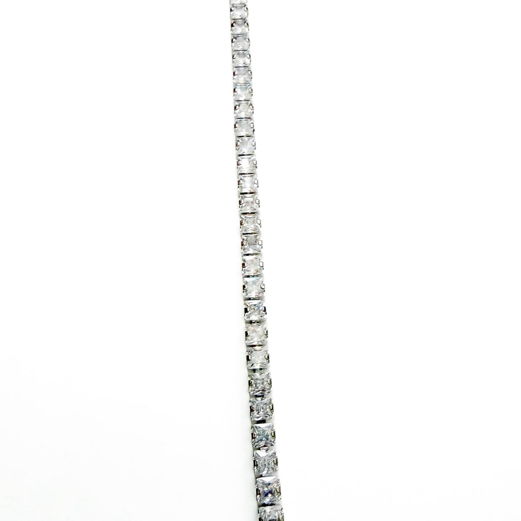 CZ tennis bracelet with continuous row of clear square stones