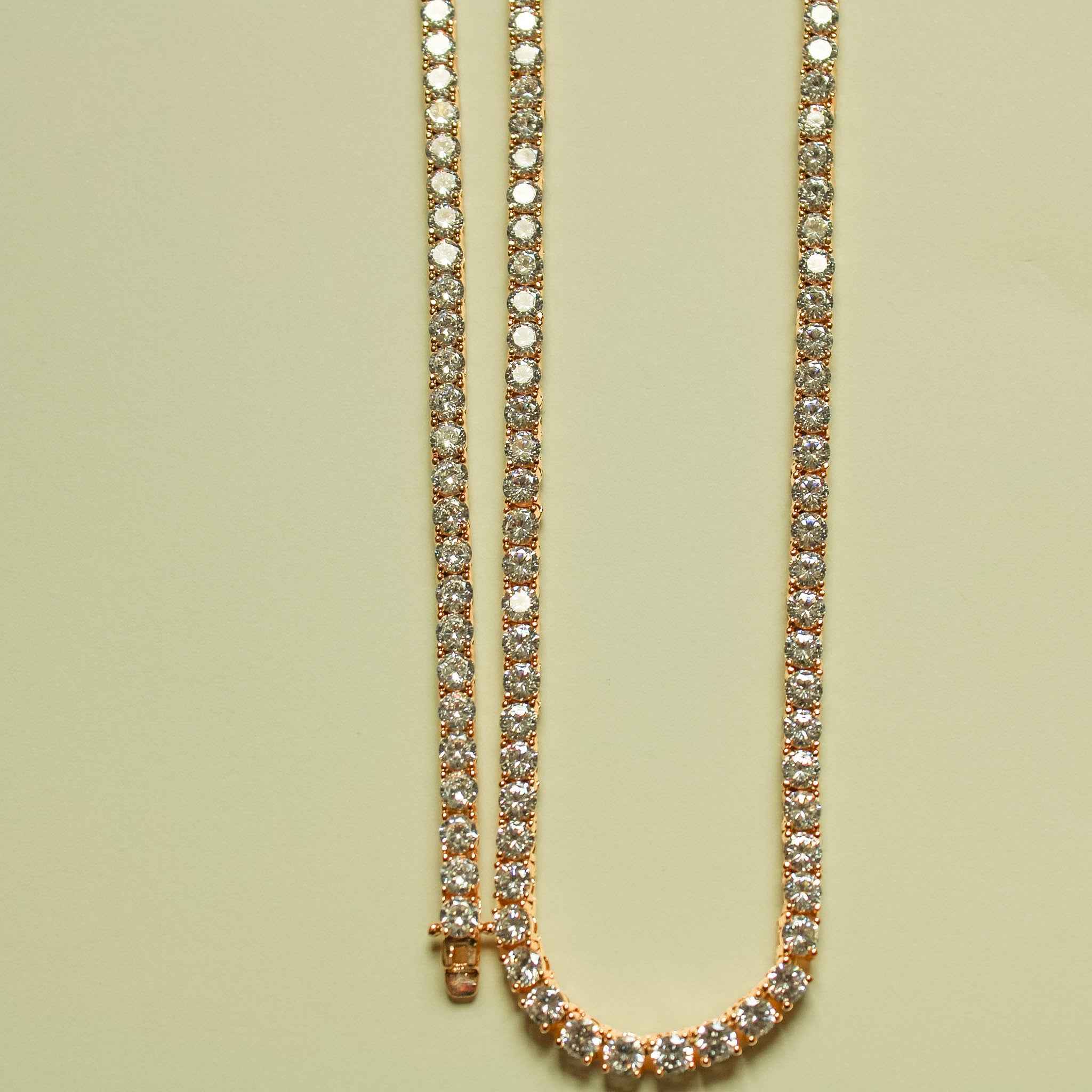 CZ tennis necklace with rose gold-plated setting
