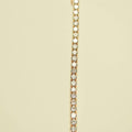 Rose gold-plated tennis necklace with bright round CZ stones, close-up row