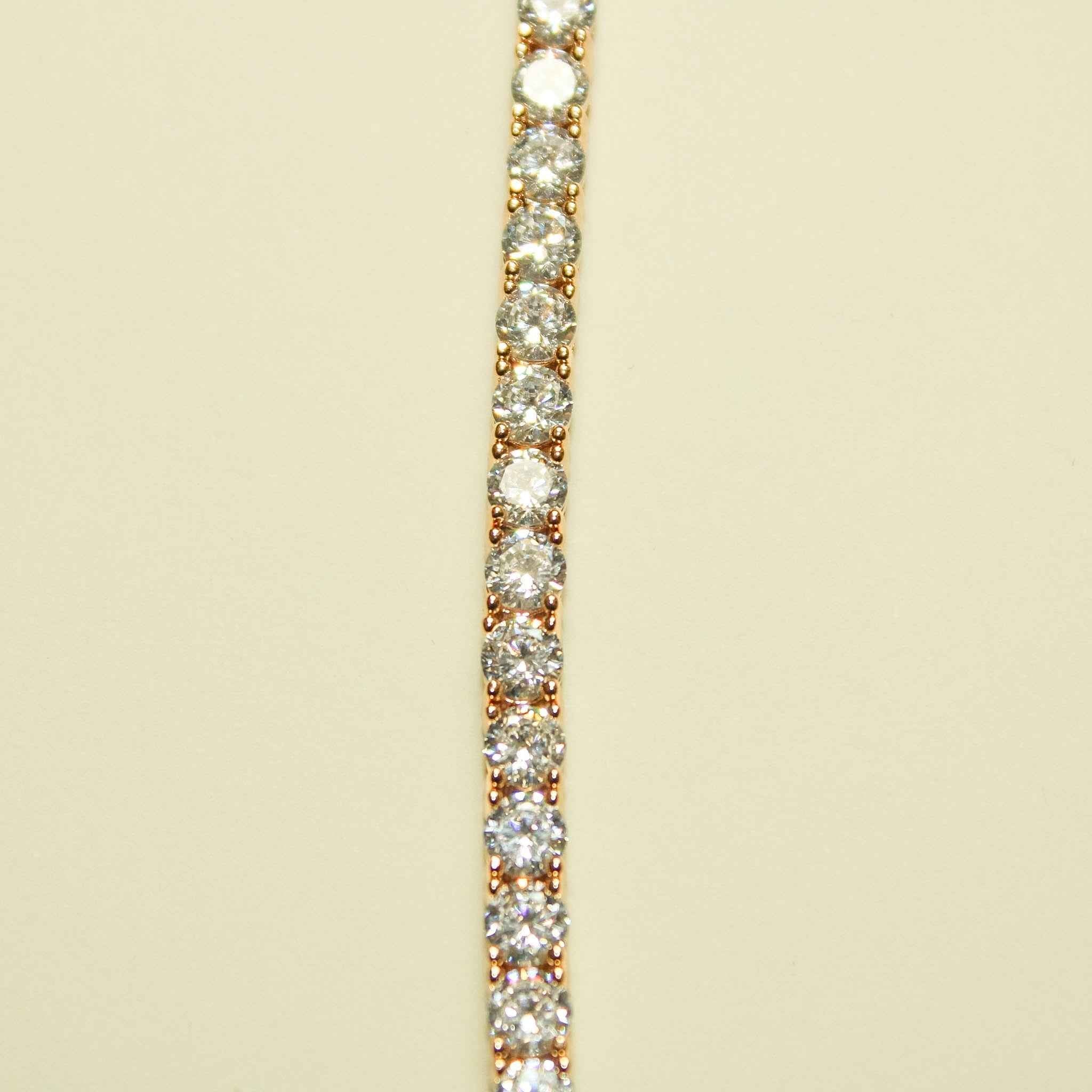 Rose gold-plated CZ tennis necklace with round clear stones