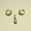 CZ Bottle Charm & Huggie Earring Set — 14K Gold Plated - Séfan Jewelry
