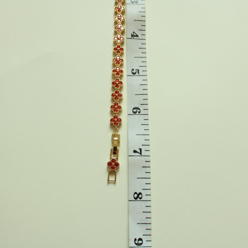 CZ Clover Link Bracelet — 14K Gold Plated | Red CZ, Amethyst & Black Onyx - Séfan Jewelry