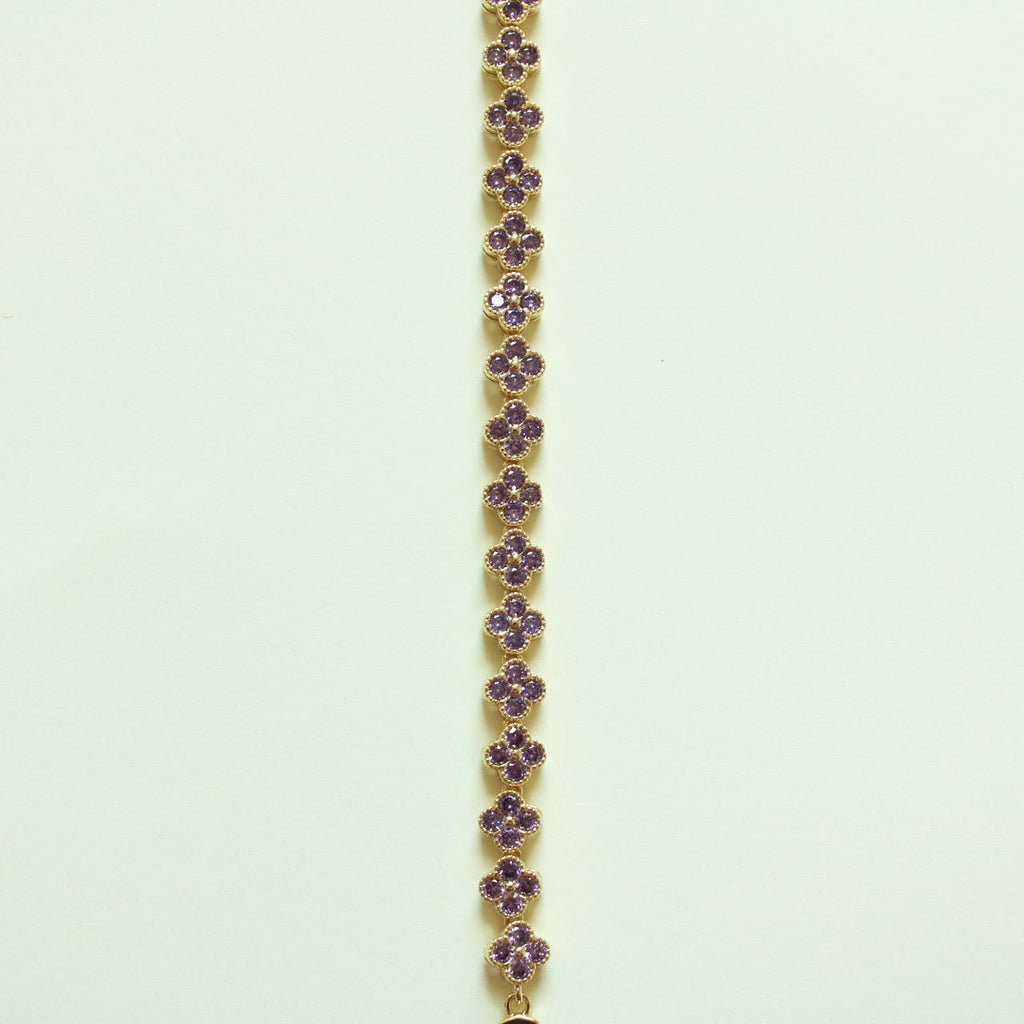 CZ Clover Link Bracelet — 14K Gold Plated | Red CZ, Amethyst & Black Onyx - Séfan Jewelry