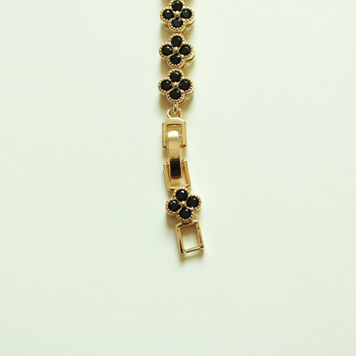 CZ Clover Link Bracelet — 14K Gold Plated | Red CZ, Amethyst & Black Onyx - Séfan Jewelry