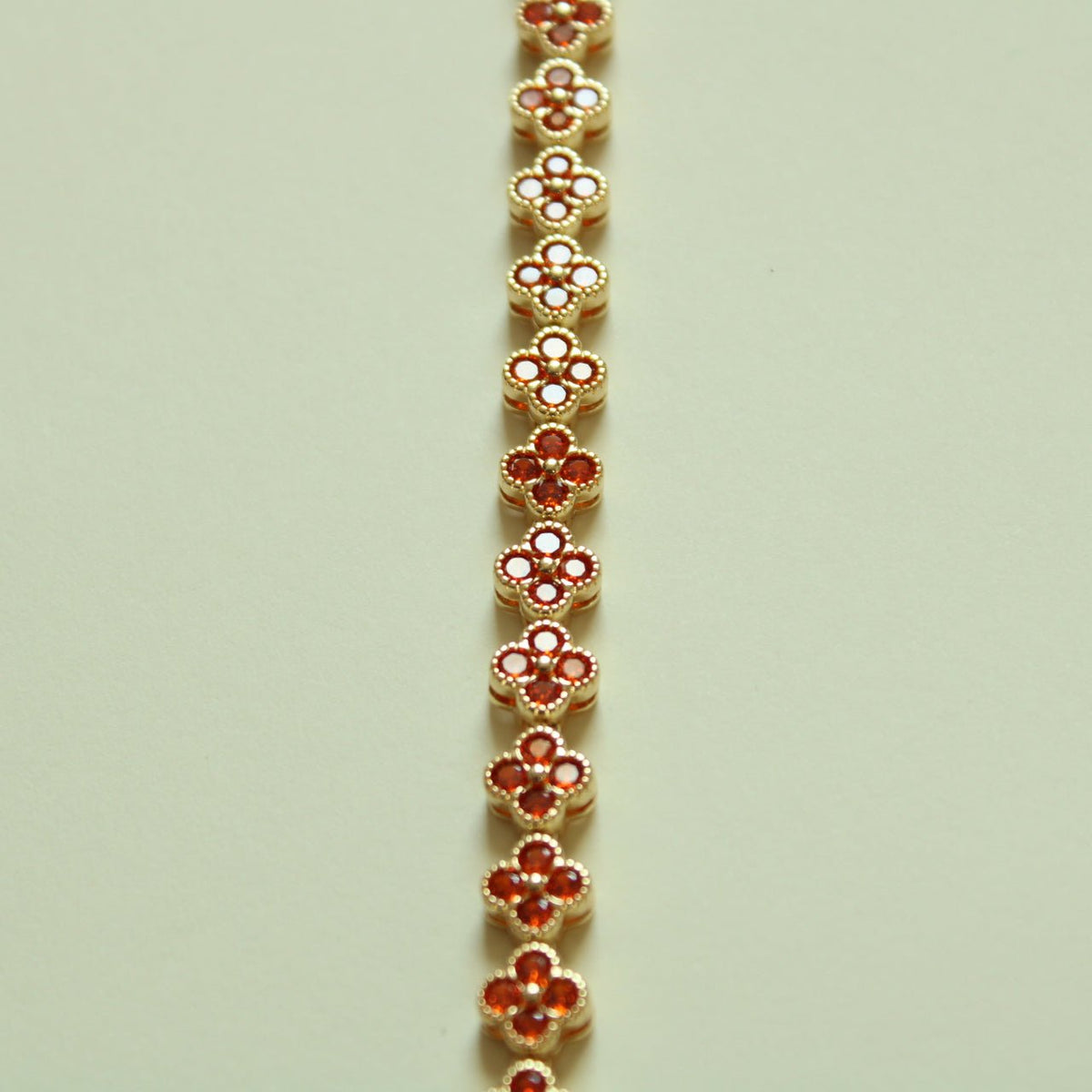 CZ Clover Link Bracelet — 14K Gold Plated | Red CZ, Amethyst & Black Onyx - Séfan Jewelry