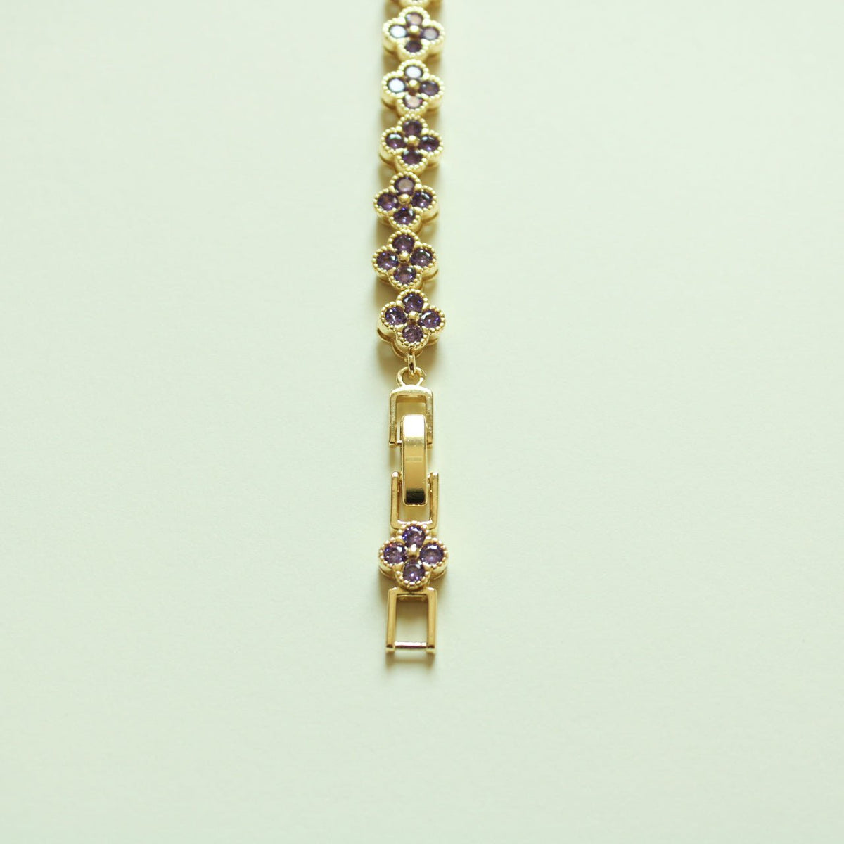 CZ Clover Link Bracelet — 14K Gold Plated | Red CZ, Amethyst & Black Onyx - Séfan Jewelry