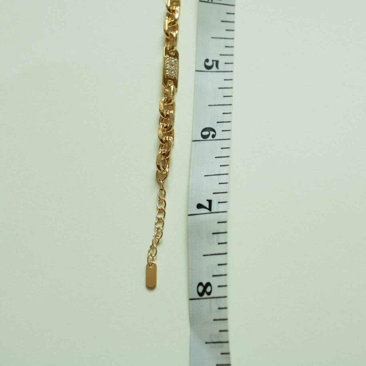 CZ Pavé Bar Link Chain Bracelet — 14K Gold Plated
