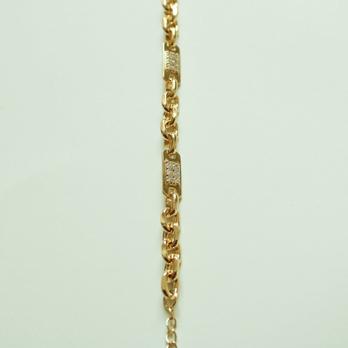 CZ Pavé Bar Link Chain Bracelet — 14K Gold Plated - Séfan Jewelry