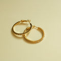 CZ Studded Flat Band Hoop Earrings — 14K Gold Plated | 3 Sizes - Séfan Jewelry