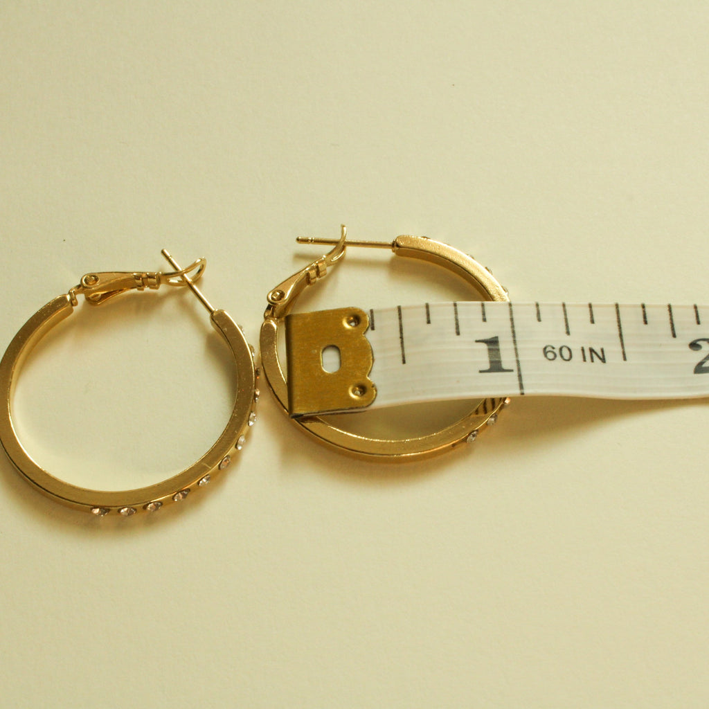 CZ Studded Flat Band Hoop Earrings — 14K Gold Plated | 3 Sizes - Séfan Jewelry