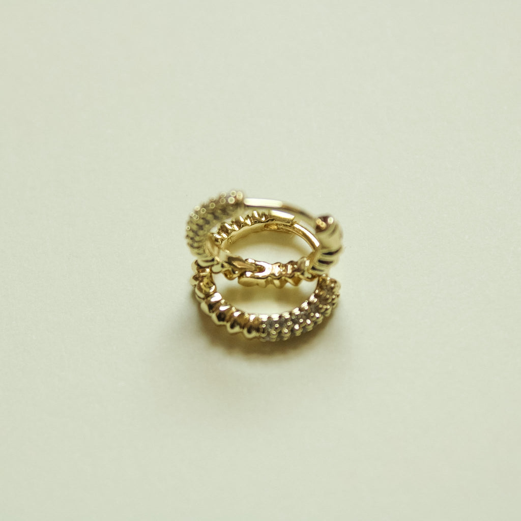 Gold pavé CZ huggie hoop earrings