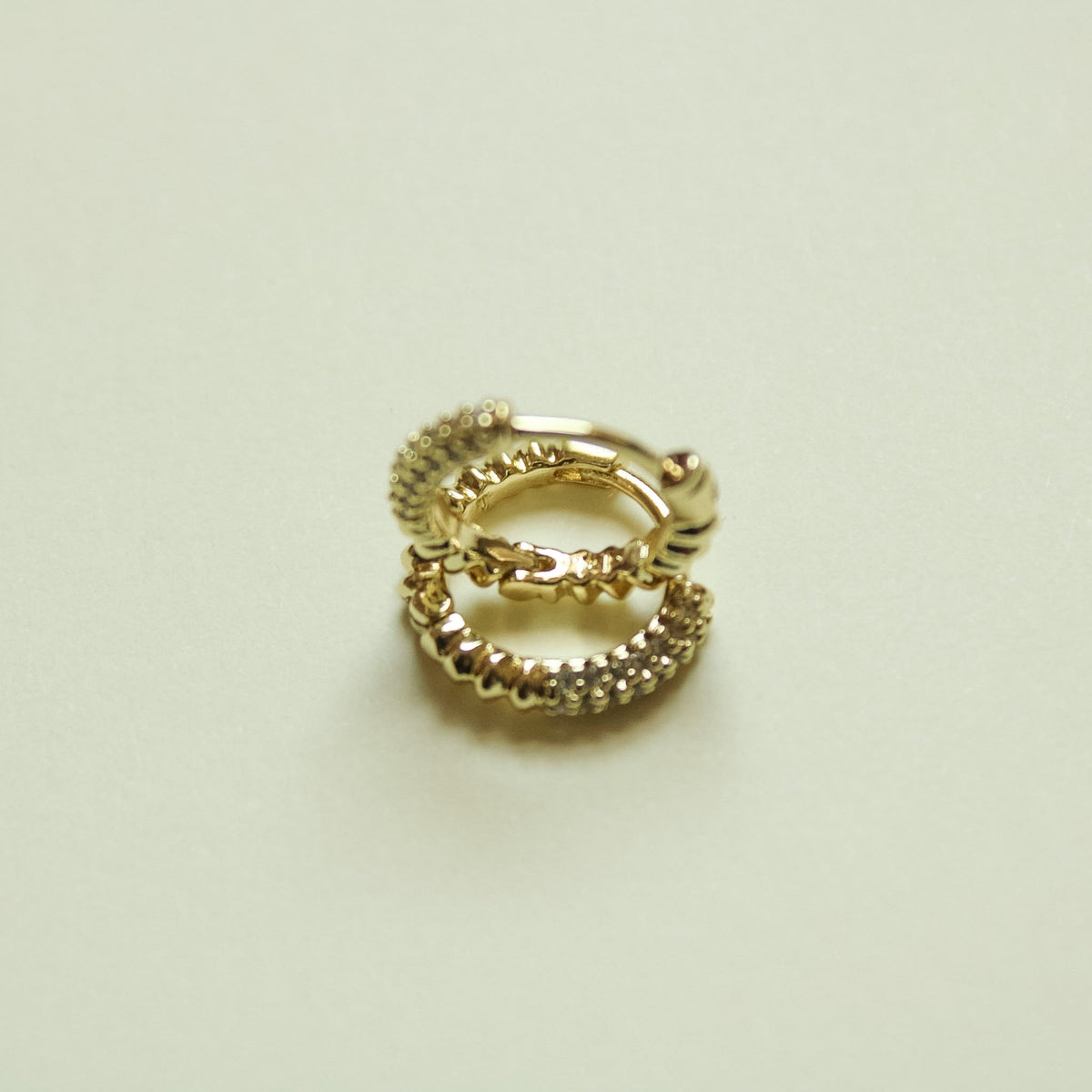 Gold pavé CZ huggie hoop earrings