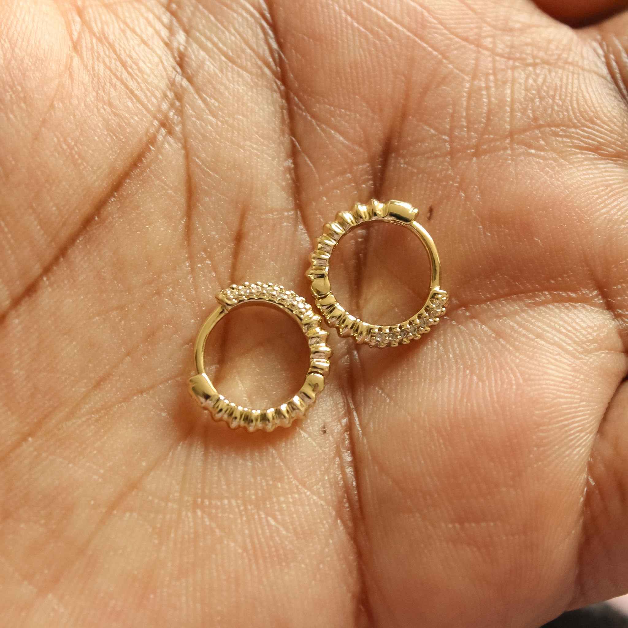 Gold pavé CZ huggie hoop earrings