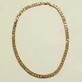 Gold-tone flat Cuban link chain necklace, full oval loop of interlocking links